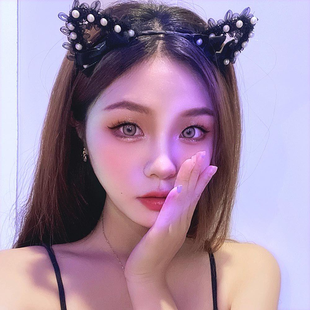 MOCHO Băng Đô Cài Tóc Tai Mèo Bằng Ren Không Trơn Khí Chất Cổ Điển Cho Nữ