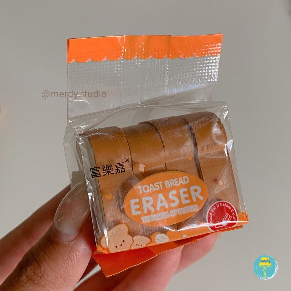 Túi 4 cục gôm tẩy hình bánh mì nướng cute