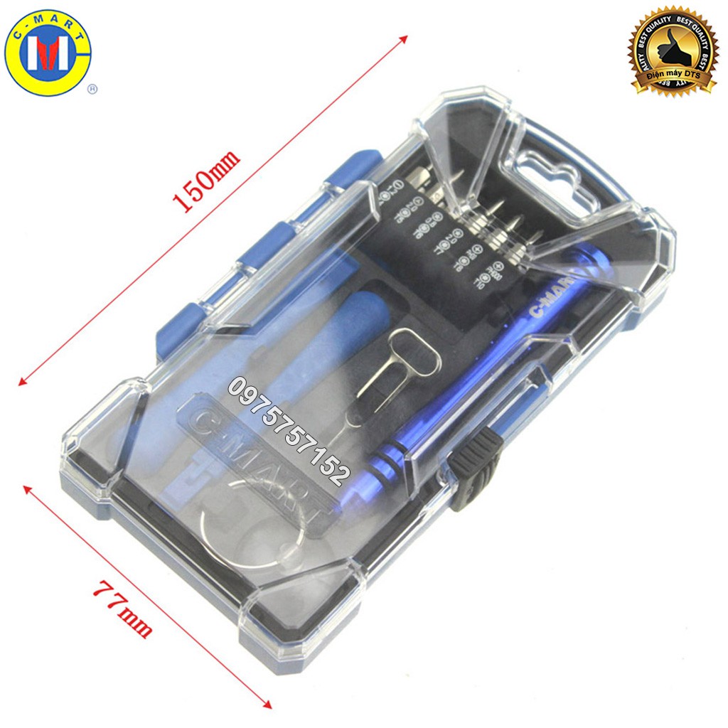 Bộ tô vít đa năng sửa điện thoại smartphone, laptop C-Mart 17 chi tiết thép cao cấp CR-V