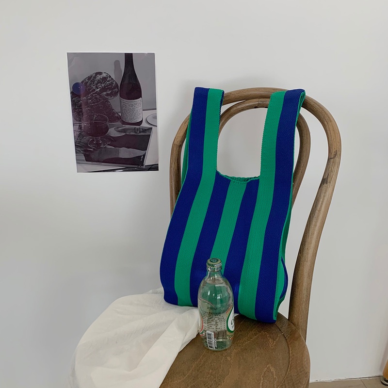 IELGY Túi tote Đeo Vai Dệt Họa Tiết Kẻ Sọc Thời Trang Xuân Hè Mới