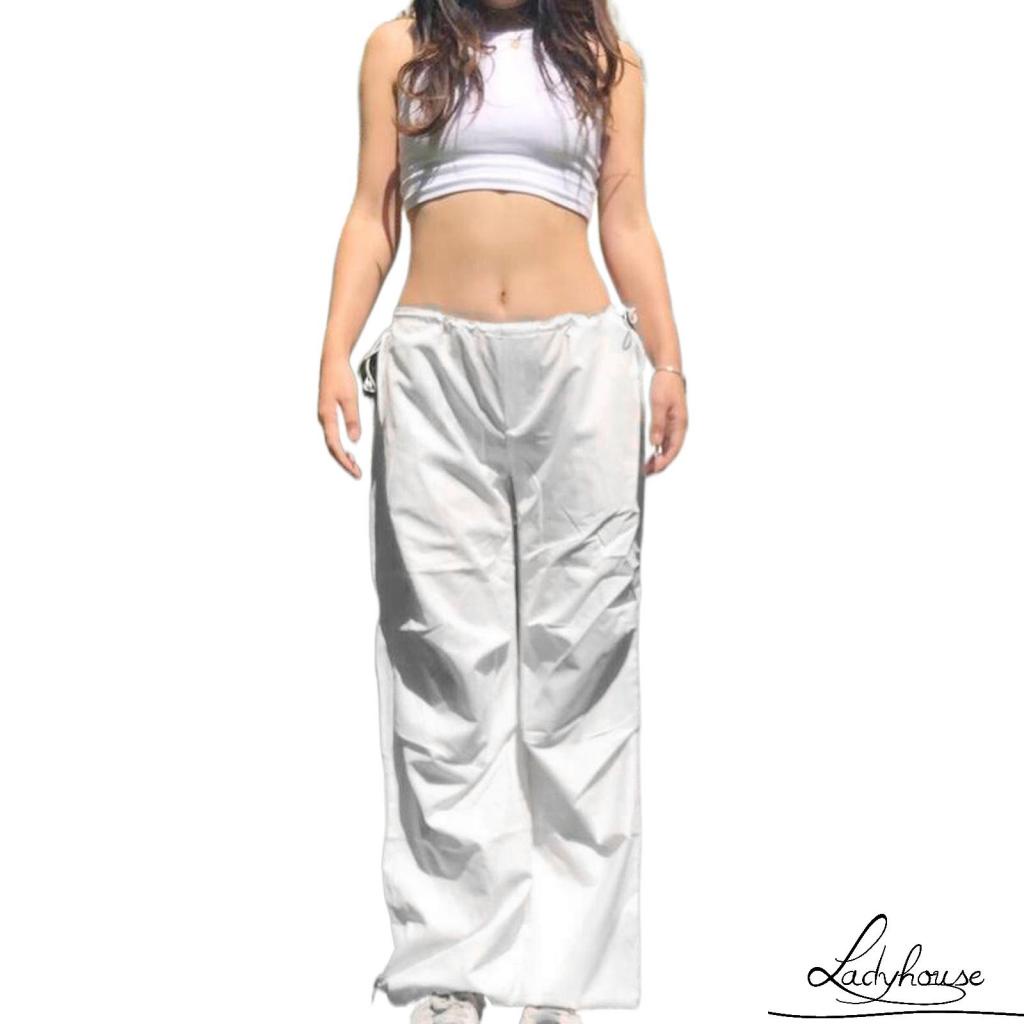 Quần Dài Lưng Thấp Dáng Rộng Màu Trơn Thời Trang Xuân Hè Cho Nữ