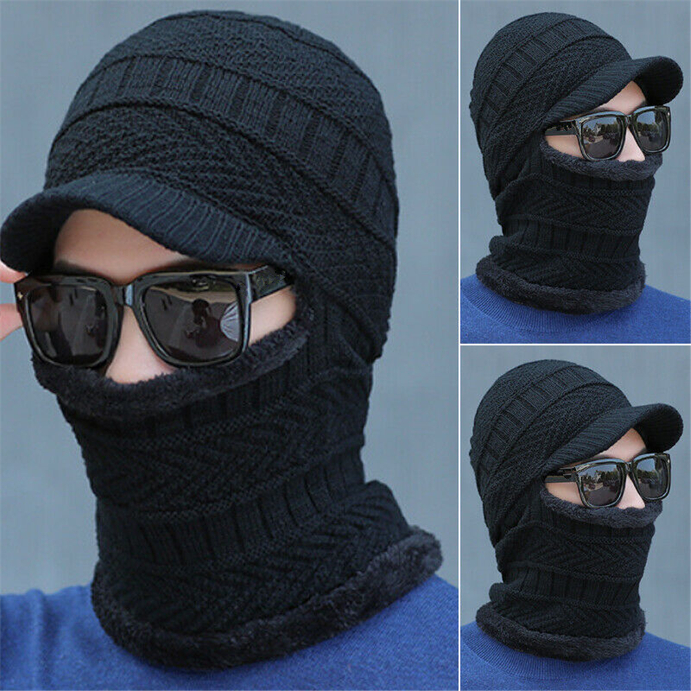 Mũ trùm đầu che mặt mùa đông len dệt kim ấm áp thời trang