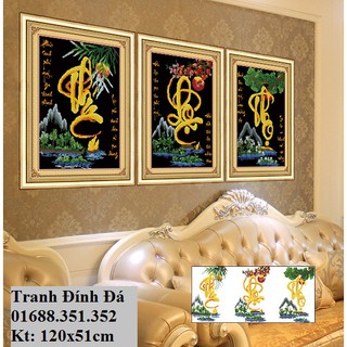Tranh đính đá Phúc lộc thọ Y8051 120x51cm