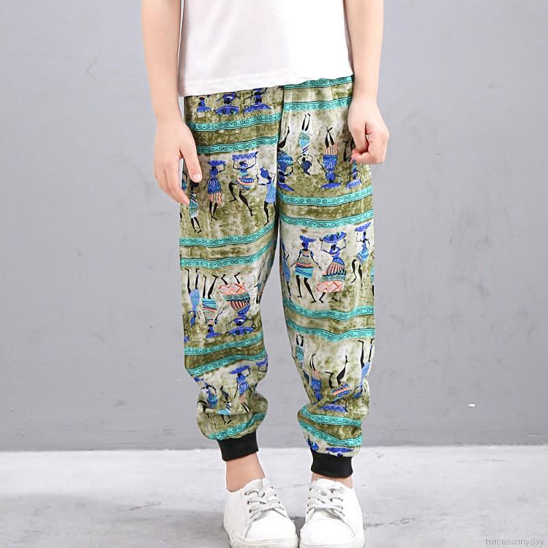 Quần dài cotton in cho bé