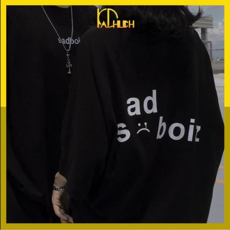 Áo phông tay lỡ unisex in sadboiz vải thun cotton 35/65 hàng bao đẹp