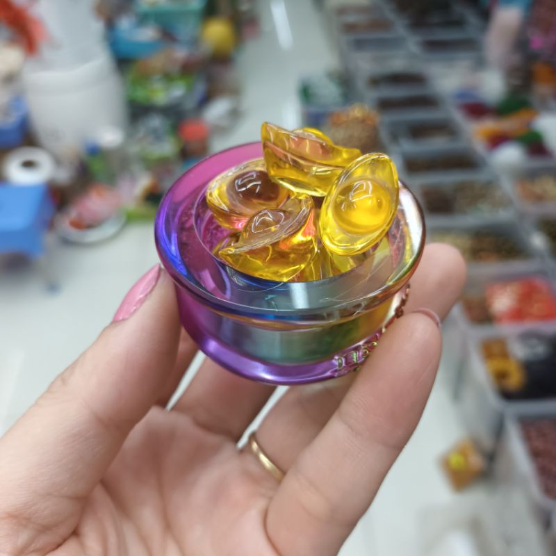 Hủ bát tụ bảo bồn pha lê ưu linh kim nguyên bảo mini để bàn kích hoạt cung tài lộc