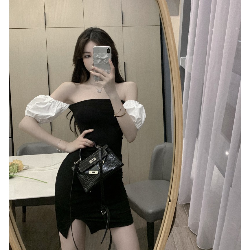 Váy trễ vai xẻ đùi sexy quyến rũ đi chơi dự tiệc phong cách mới hot hit