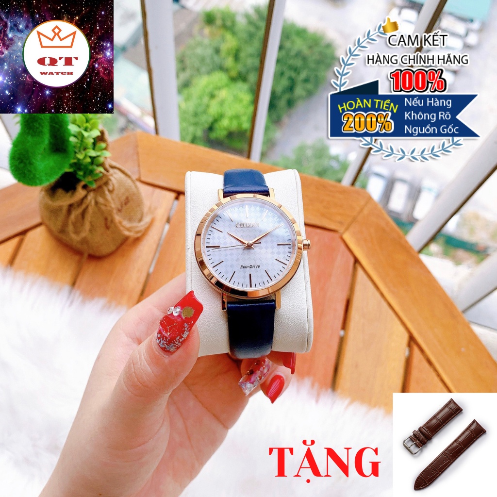 Đồng Hồ Nữ CITIZEN Eco-drive EM0763-07A Chính Hãng Tặng Dây Da Cao Cấp