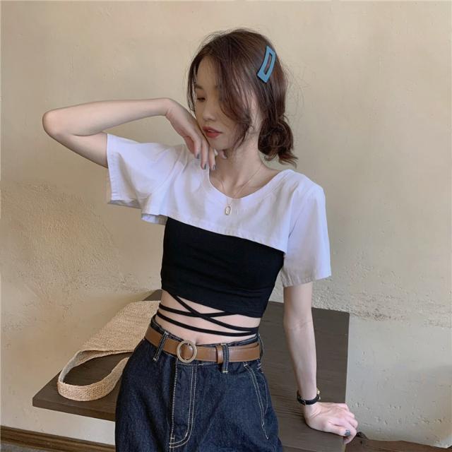 Bộ Áo Thun Ngắn Tay Ôm Dáng + Quần Short Lưng Cao Phong Cách Hàn Quốc Dành Cho Nữ