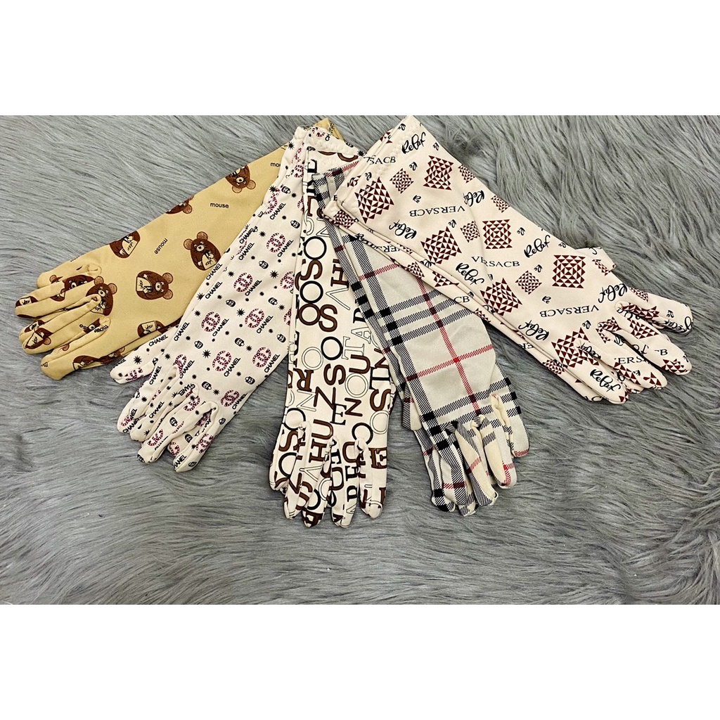 [HCM]Combo 5 đôi Găng tay dài 35cm có 2 mẫu bông và sọc co giãn vải thun  thoáng mát , ảnh thật , bảo đảm giao đúng hàng