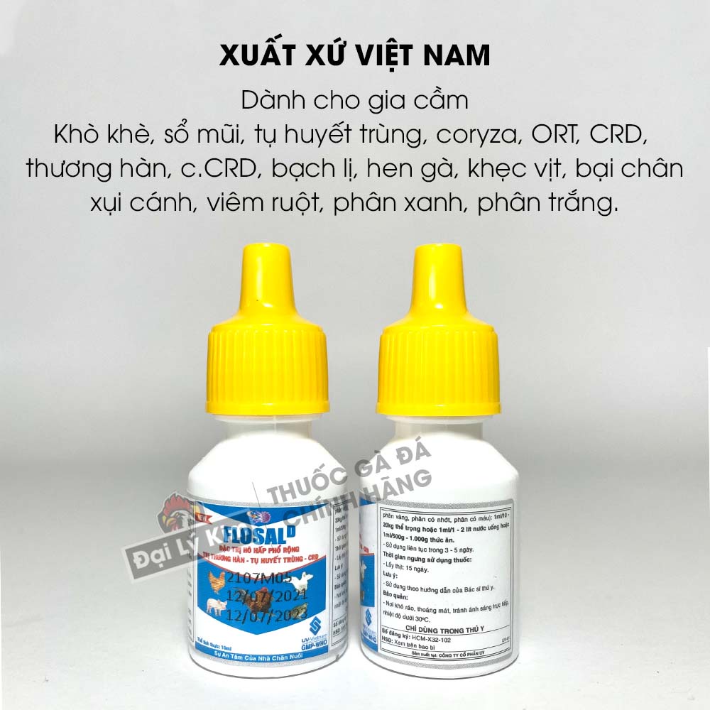 Sản phẩm cho gà khò khè, xổ mủi, hen gà Flosal, chai 10ml