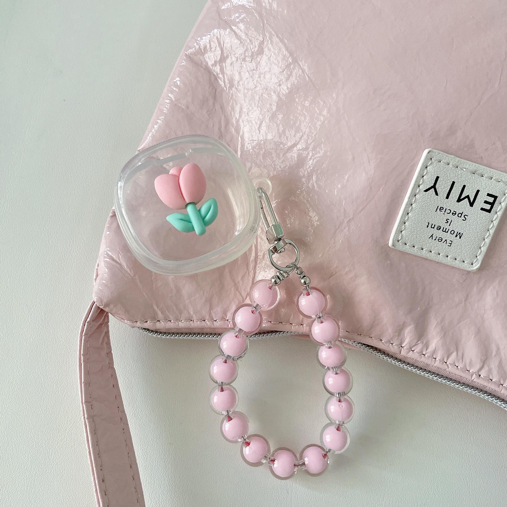 Vỏ Bảo Vệ Hộp Sạc Tai nghe không dây Baseus Bowie WM02 Bằng Silicon Mềm Trong Suốt Chống Sốc Hình Trái Tim Dễ Thương Kèm Dây