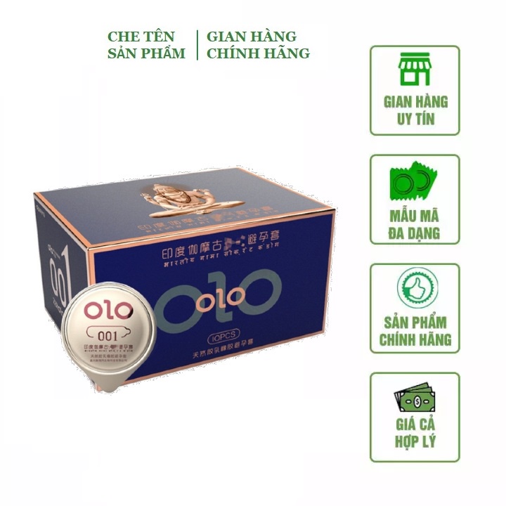 Bao cao su siêu mỏng kéo dài thời gian Olo - hộp 10 chiếc