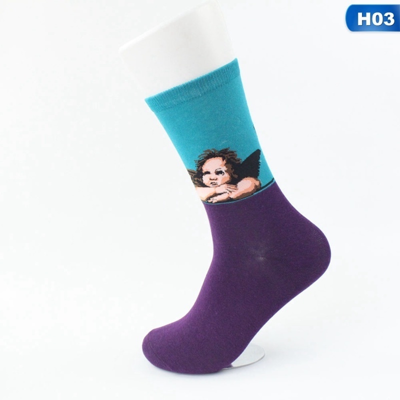 Tất cotton họa tiết Giáng Sinh/Mona Lisa độc đáo dành cho unisex