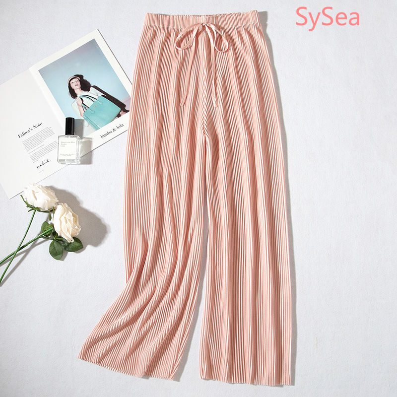 Quần Dài Chất Chiffon Lưng Cao Thiết Kế Dáng Rộng Thoải Mái