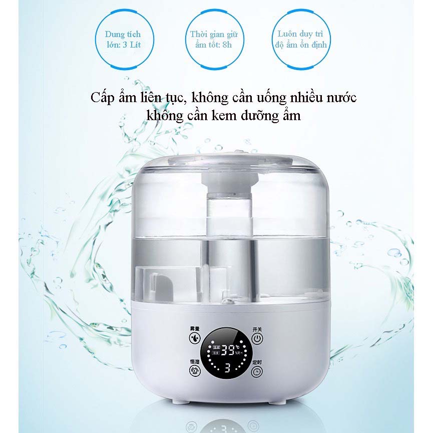 MÁY PHUN SƯƠNG KHUẾCH TÁN TINH DẦU TẠO ẨM KHÔNG KHÍ CÓ ĐIỀU KHIỂN HÀNG CAO CẤP Dung tích 3L