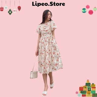 Váy-Đầm xếp li ngực tay bồng, váy tiểu thư.