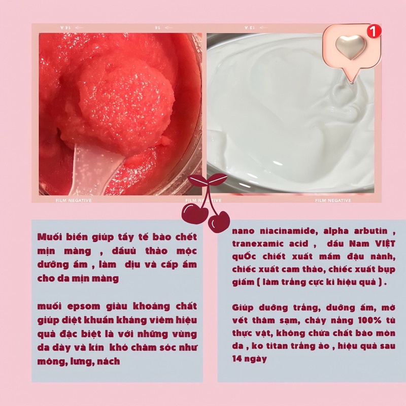 Combo dưỡng trắng body Scrub + body lotion phiên bản dùng thử