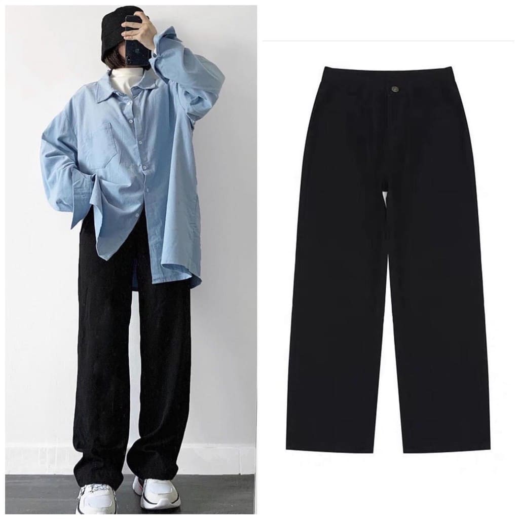 Quần jean nam - baggy nam ống rộng đen - hottrend 2021