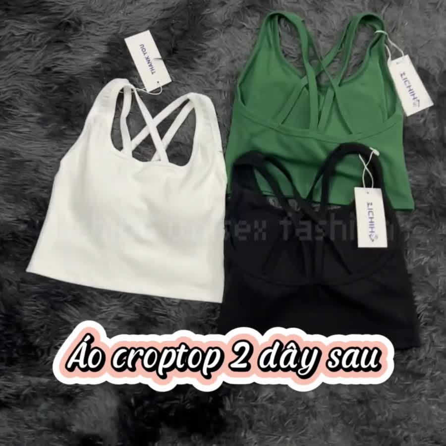 Áo croptop 2 dây bản to thiết kế dây đan sau lưng gợi cảm áo thun kiểu cổ vuông sexy tôn dáng có mút ngực  LCH | BigBuy360 - bigbuy360.vn