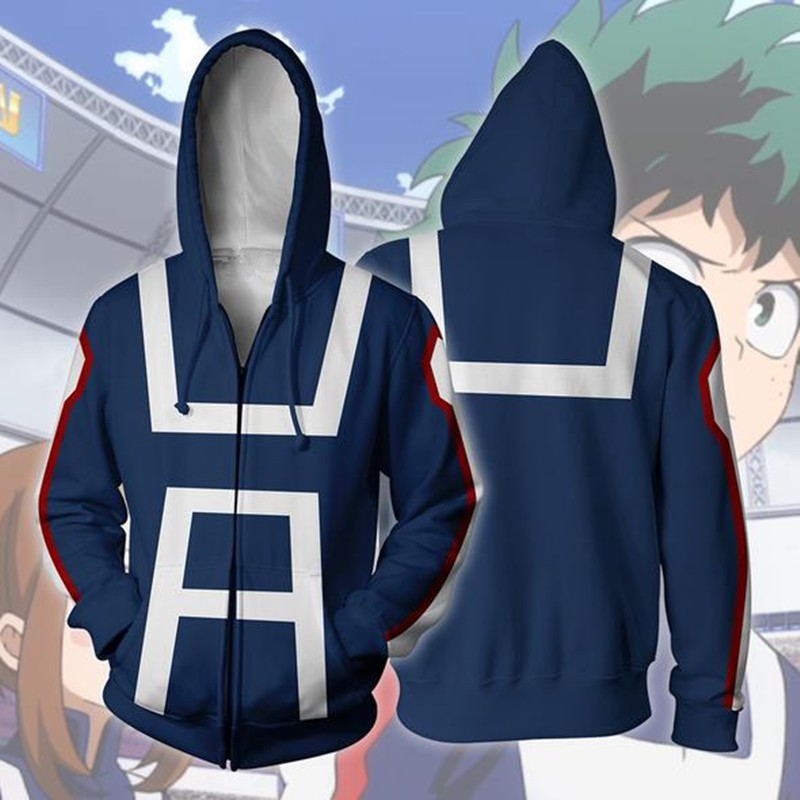 Áo hoodie họa tiết 3D nhân vật anime my hero academia thời trang
