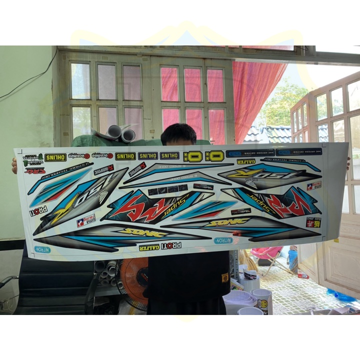 ( Quí khách vui lòng mang ra tiệm cho thợ dán ) Tem sonic 150 xanh đen RS