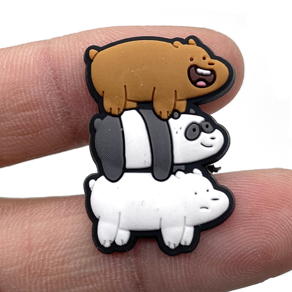 Ghim Cài Trang Trí Giày Hình Gấu Trúc Jibitz Charm We Bare Bears Jibits Cho Nam