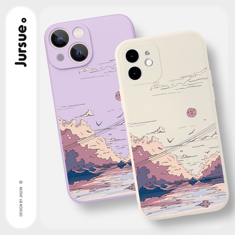 Ốp lưng JURSUE mềm viền vuông hình dễ thương đẹp cho iPhone 13 12 11 Pro Max SE 2020 X XR XS ip 8 7 6 6S Plus kute Y161