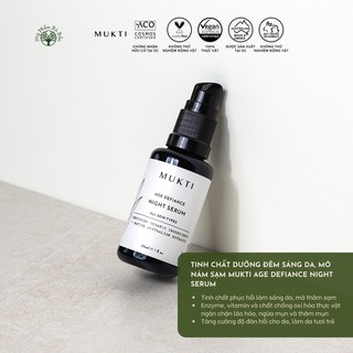 Tinh chất dưỡng đêm sáng da, mờ nếp nhăn hữu cơ cao cấp mukti age defiance night serum
