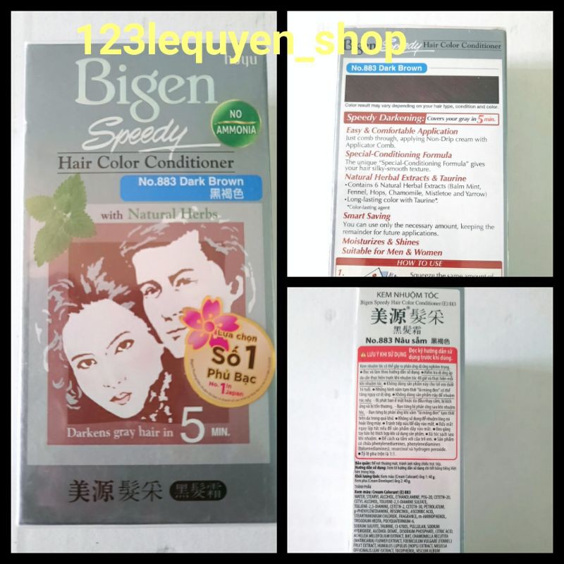 Thuốc nhuộm tóc thảo dược Bigen Speedy Hair Color D 883 - Nâu Sẫm