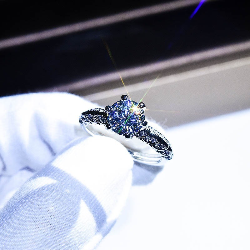 Nhẫn Mạ Bạc Đính Đá Sang Trọng Phong Cách Âu Mỹ Dành Cho Nữ