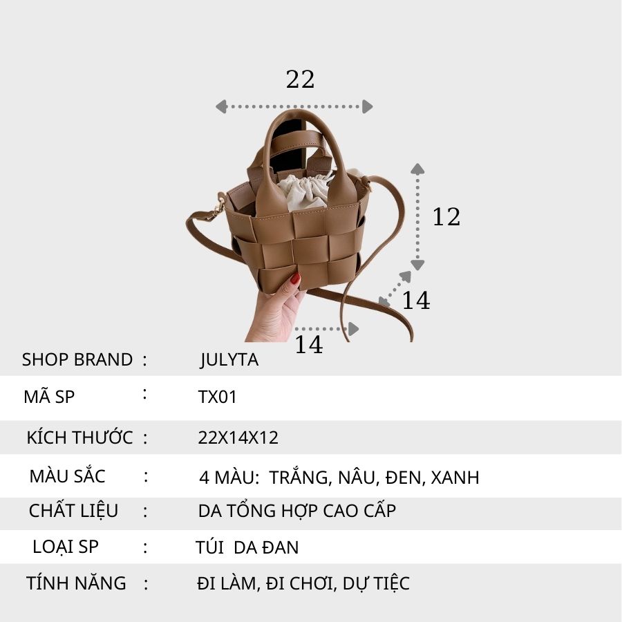 Túi xách nữ đeo chéo da đan TOTICHAN dáng hộp cao cấp phong cách Hàn Quốc  TX01