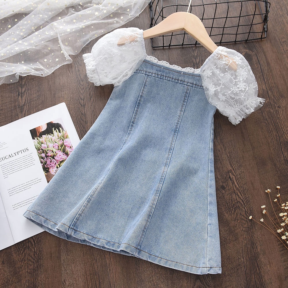 Váy demin / Váy bò / Váy Jeans phối ren thời trang cho bé gái
