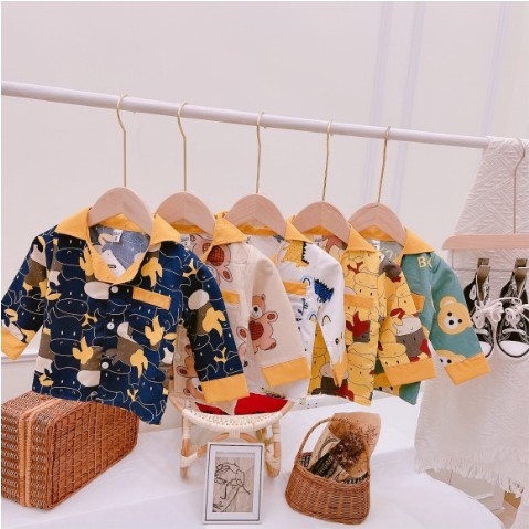 Bộ Quần Áo Dài Tay Thu Đông Pizama Kate Khuy Cài In Hình Siêu Dễ Thương Cho Bé Từ 6-18kg Mã PZM06