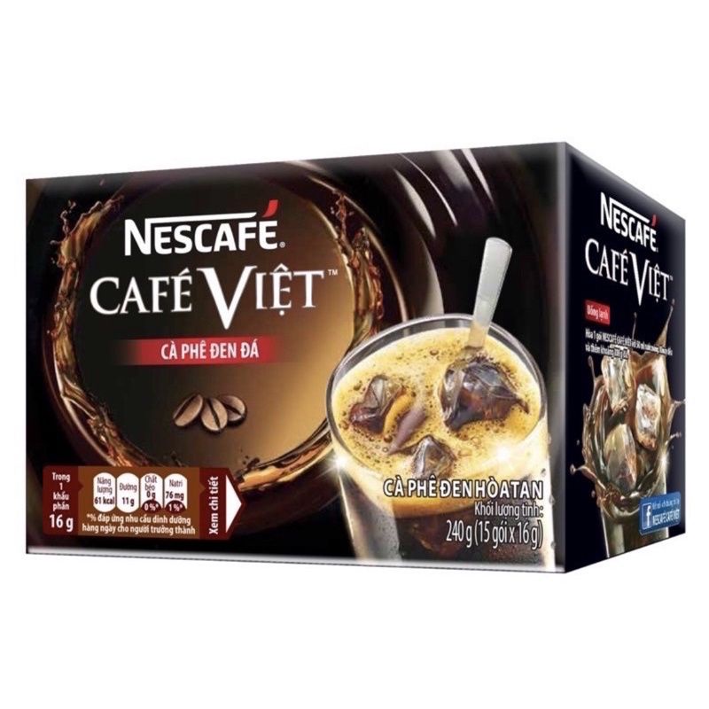 Cà phê hòa tan Nescafé café Việt đen đá (Hộp 15 gói x 16g)