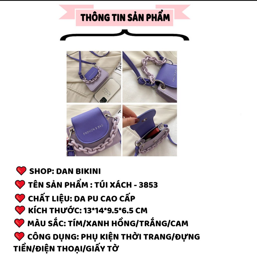 Túi Xách Nữ❤️FREESHIP❤️ Túi Da Nữ Đeo Chéo cao cấp đựng đồ tiện lợi gọn gàng trẻ trung mã 3853