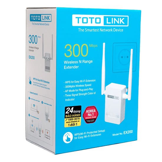 Bộ Kích Sóng Wifi Totolink Chuẩn N 300Mbps EX200 - Chất Lượng - Sóng Khỏe