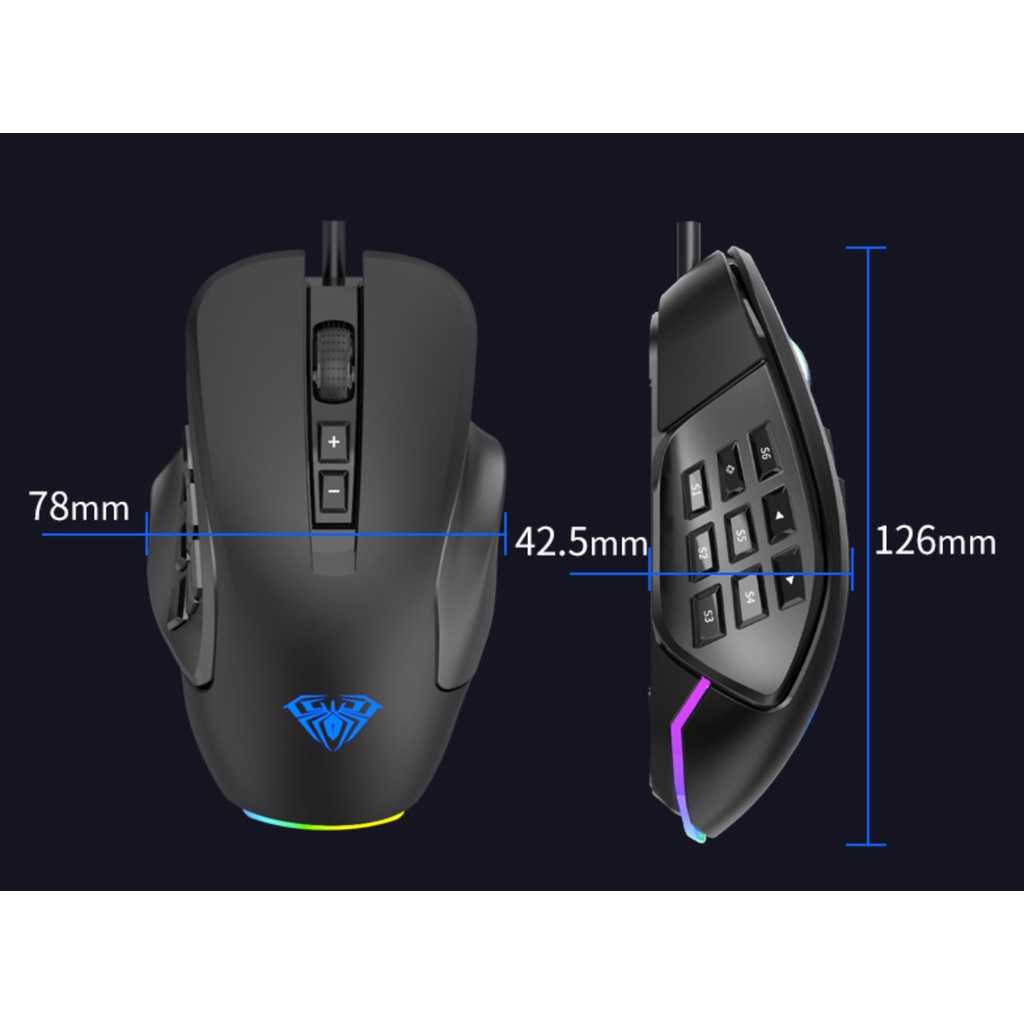 [Mã SKAMSALE03 giảm 10% đơn 200k] CHUỘT GAMING AULA H510 LED RGB 14 NÚT BẤM