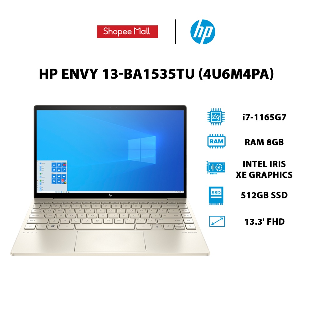 [ELHP10 giảm 10%]Laptop HP Envy 13-ba1535TU (4U6M4PA) i7-1165G7 | 8GB | 512GB | Intel Iris Xe Graphics | 13.3' FHD | W11