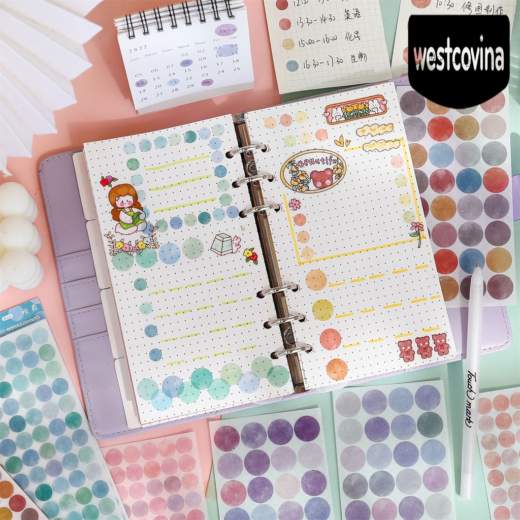 Phương Tây✎Bộ 6 Tấm Sticker Dán Trang Trí Sổ Tay Chống Phai Màu Đa Năng