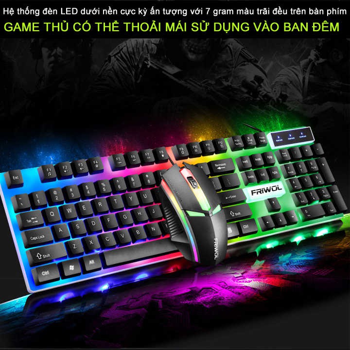 Bàn phím và chuột FRIWOL W1 chuyên Game Led 7 màu - NK