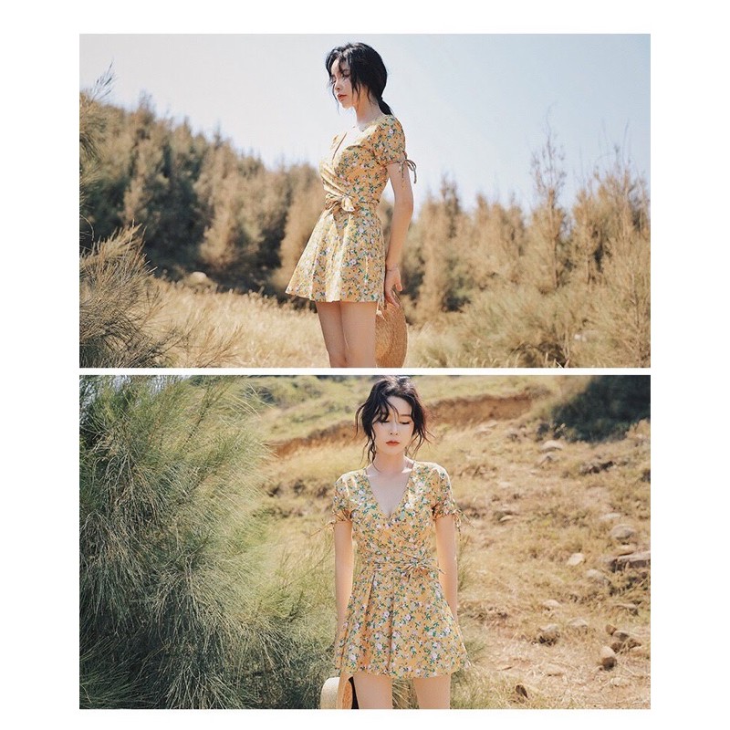 Bikini cặp đôi hoa nhí vàng trơn | BigBuy360 - bigbuy360.vn