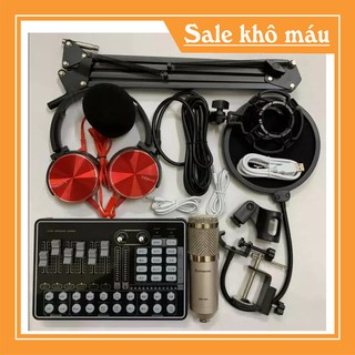 Combo livestream Thu Âm Bm900 và Sound Card H9 Bluetooth Đầy đủ phụ kiện Tặng tai nghe cực hay