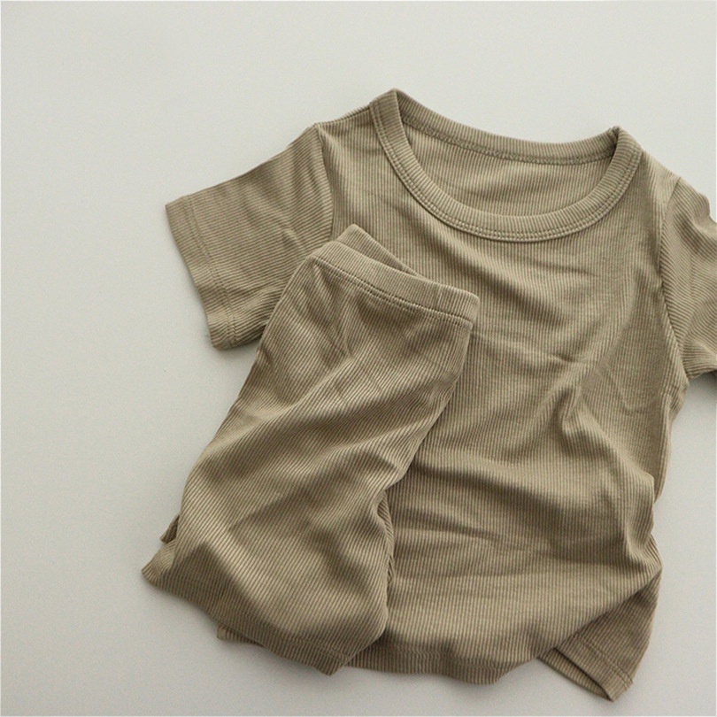 Set 1 Món Áo Tay Ngắn + Quần Short Cotton Phong Cách Chiến Binh Màu Sắc Đơn Giản Thời Trang Mùa Hè Cho Bé