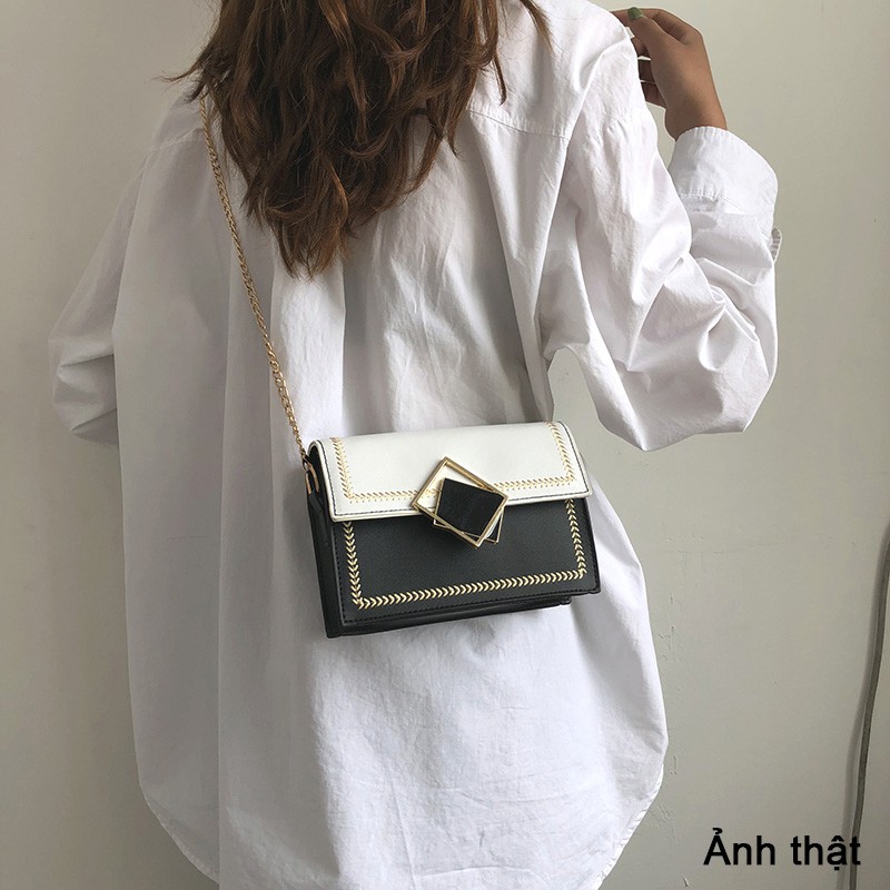 Túi đeo chéo nữ Hanni khóa vuông lệch xinh xắn phong cách Hàn Quốc - Mybags Shop