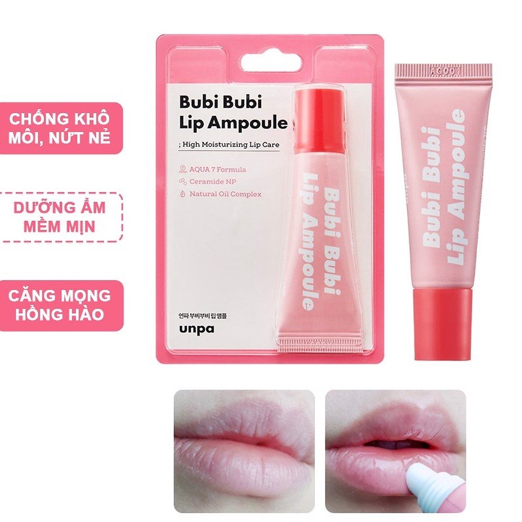 Combo 2 Sản Phẩm Dưỡng Ẩm Môi Chống Lão Hóa Unpa Bubi Bubi Lip (Son Dưỡng Môi 3.8g - Mặt Nạ Ngủ Môi 9g)