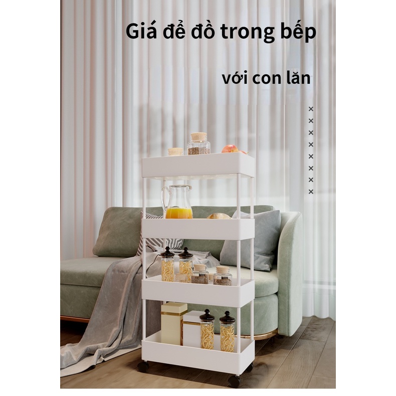 Kệ Để Đồ Đa Năng 5/4/3 lớp,Giá để đồ nhà bếp có bánh xe,kệ trong nhà tắm