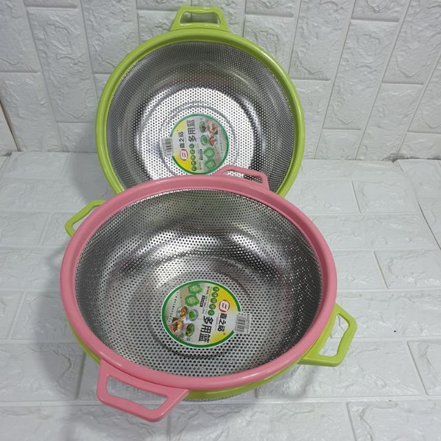 Rổ inox đa năng lỗ nhỏ - Rá inox có quai cầm nhựa giảm nóng dễ sử dụng, kích thước nhỏ gọn đựng thực phẩm tiện dụng