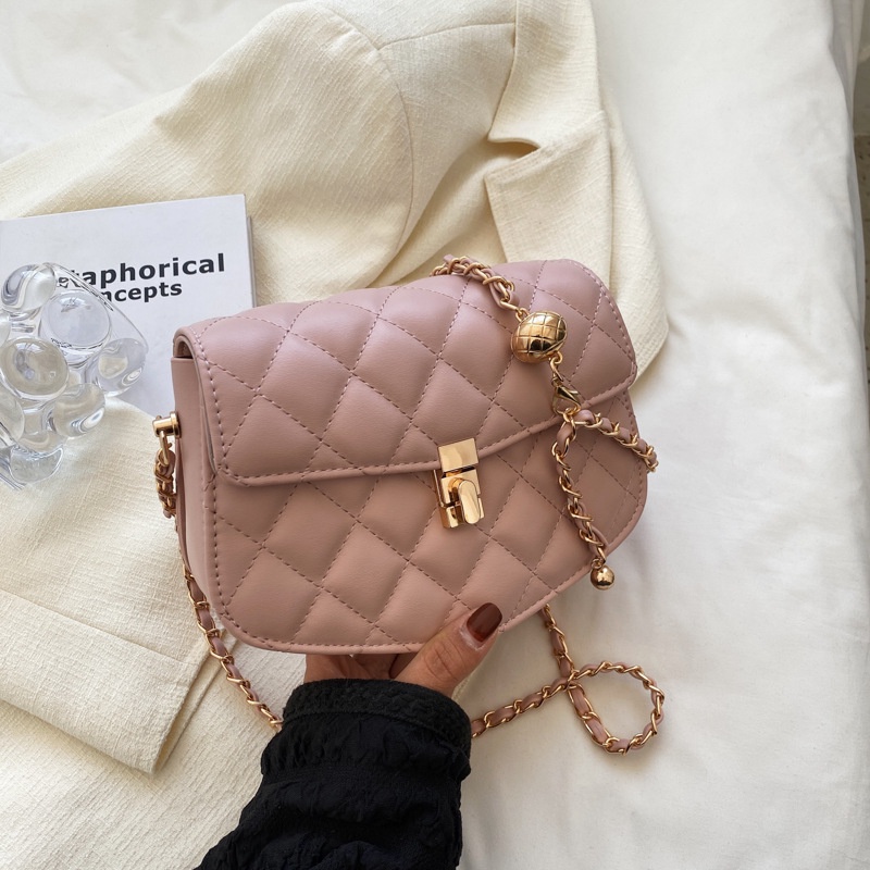 Túi Đeo Chéo Dáng Vuông Nhỏ Phối Dây Xích Thời Trang Mùa Hè Hàng Mới Dành Cho Bạn Nữ