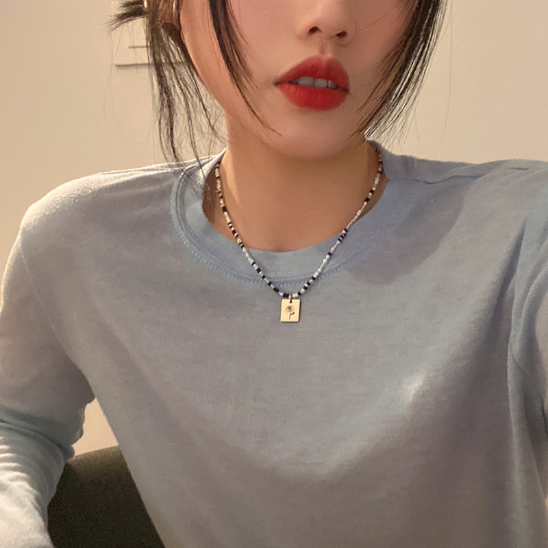 Vòng cổ Chuỗi Hạt Hình Hoa Màu Trắng Đen Phong Cách Cổ Điển